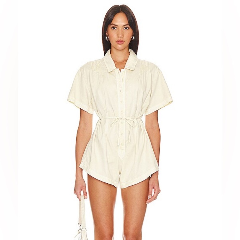 Cream Button-Up Romper Free People
